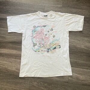 VTG 1991 Diamond Dust‎ Adult T-Shirt Medium Fish Ocean Marine Glitter Nature